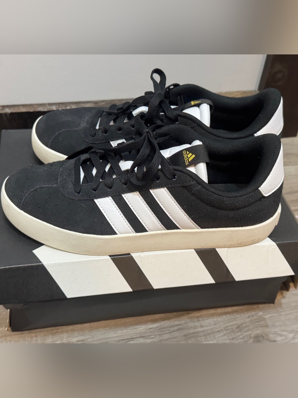 adidas VL Court 3.0 Black and White Suede Low-Top Sneakers